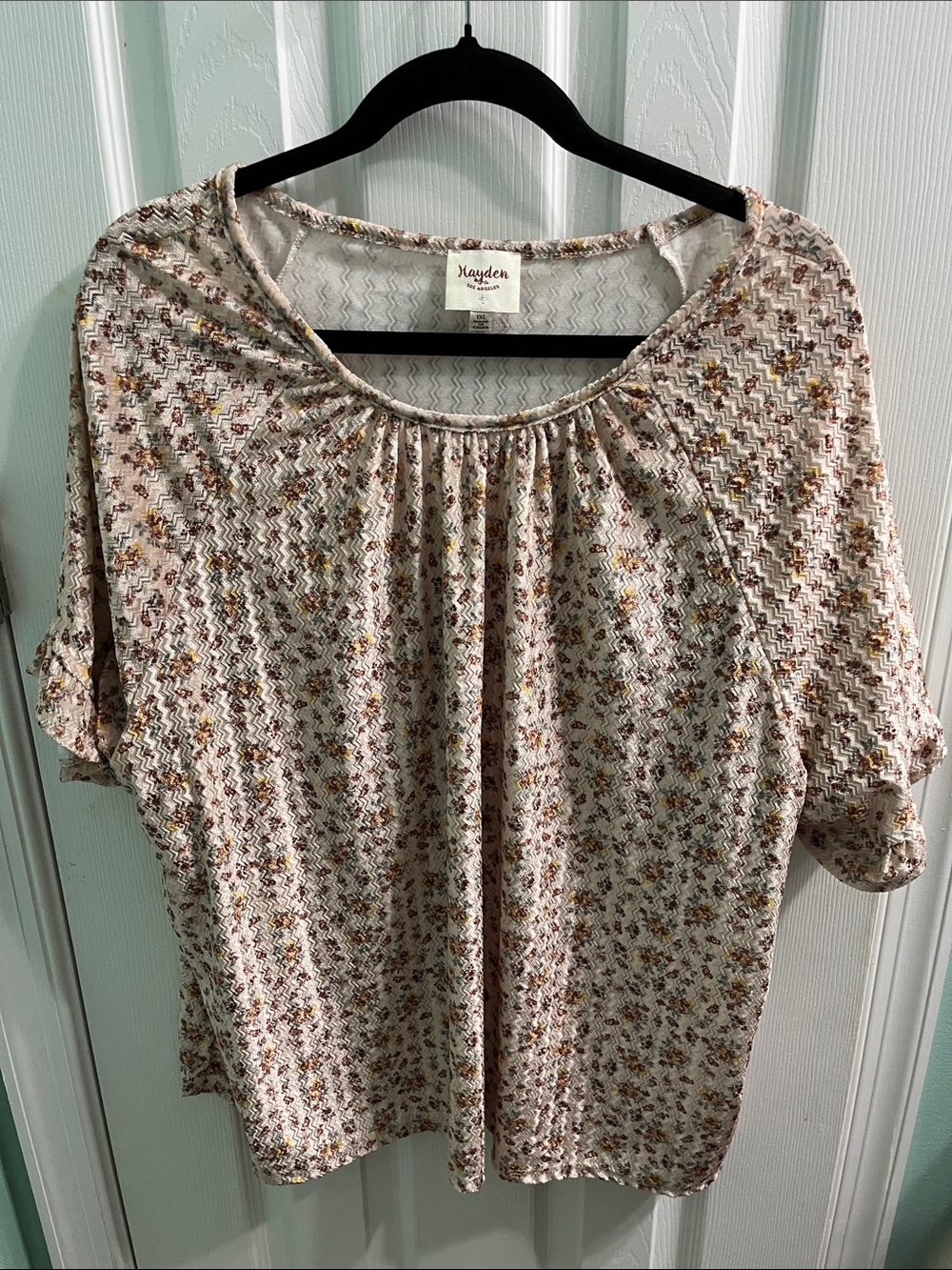 Hayden Cream Floral Short Sleeve Tunic Top
